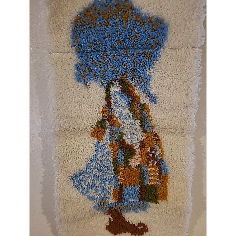 Vintage Holly Hobbie‎ Finished Latchhook Wall Hanging 30x15 inches Finished